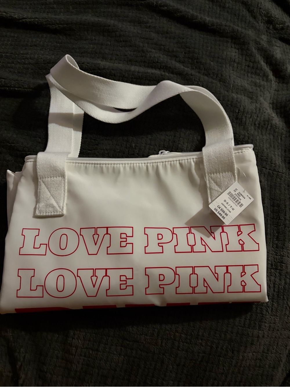 Victoria's Secret White Tote with Red LOVE PINK Print